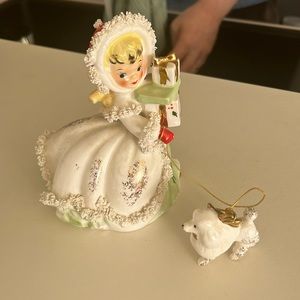 Vintage NapCo figurine Christmas girl shopper